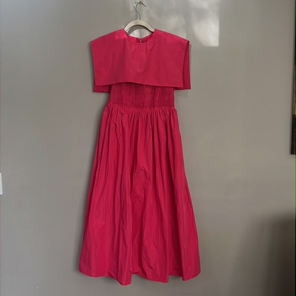 Antonio Melani.x Jennifer Sumko Rachel Shirred Taffeta A-Line Capelet Midi Dress - Picture 5 of 11